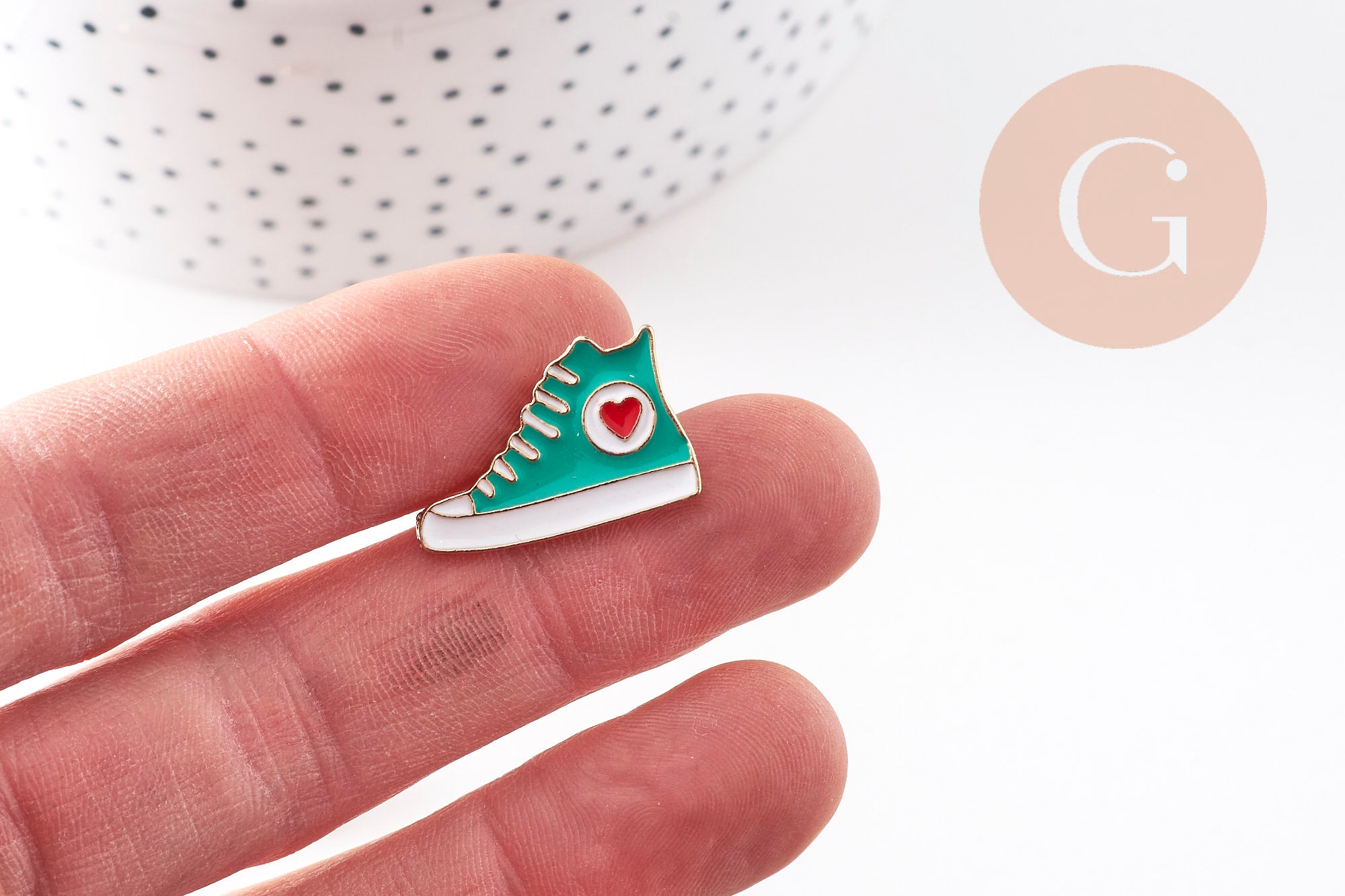 Gingerlily Broches Pin’s G10943 converse doré turquoise 22,5 mm