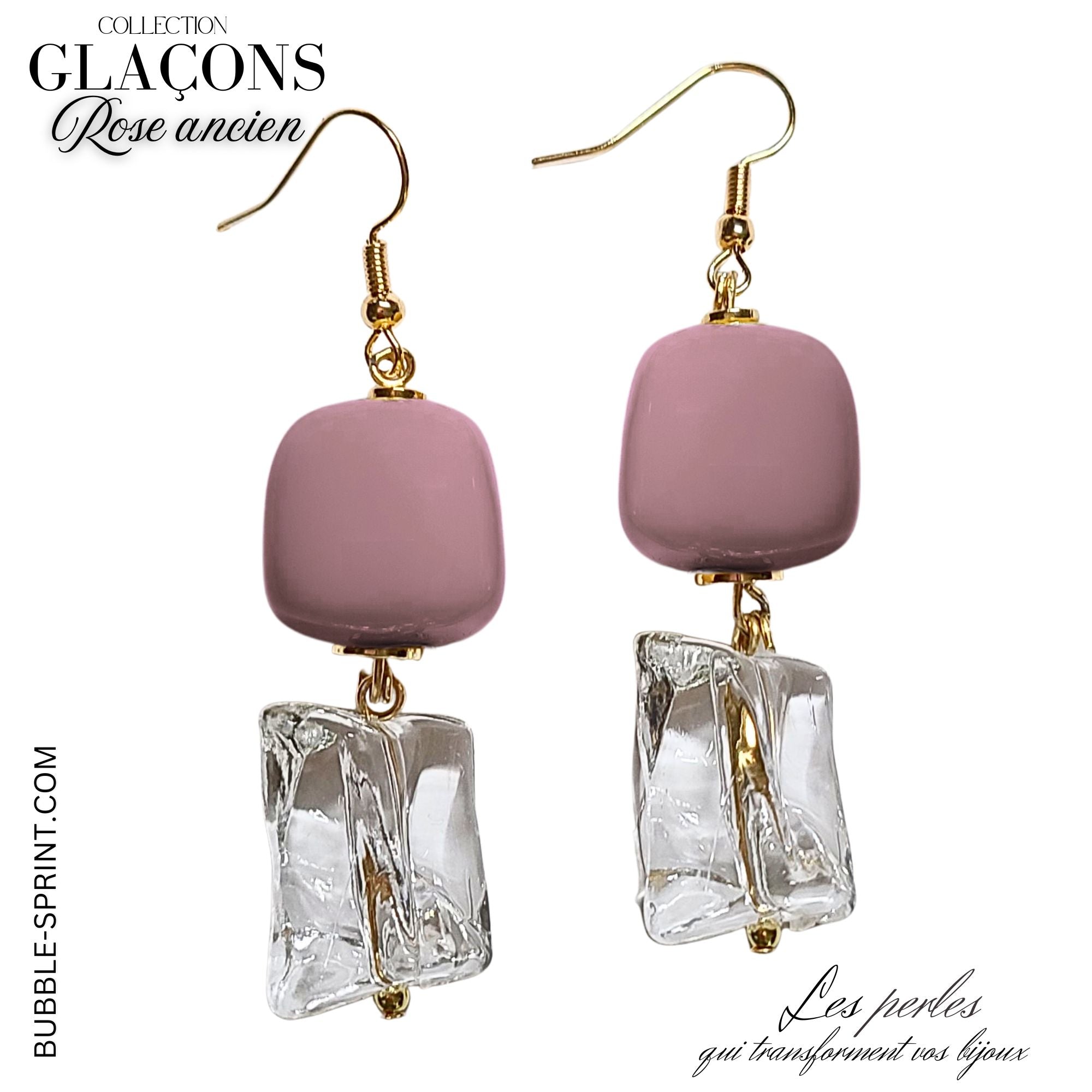 ARTSHOP Glaçons boucles d'oreilles kit rose ancien