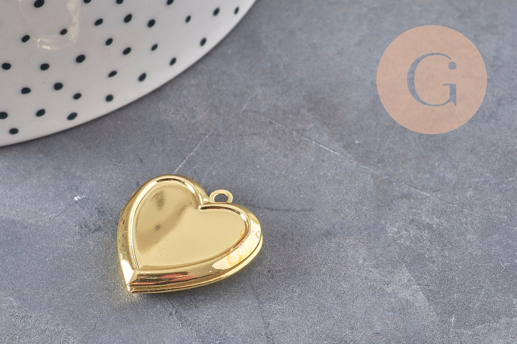 Gingerlily Pendentifs G11140 Locket Cœur Acier Doré 25mm