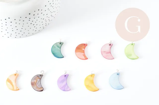 Gingerlily Pendentif lune G9155 nacre multicolore 28,5mm x1