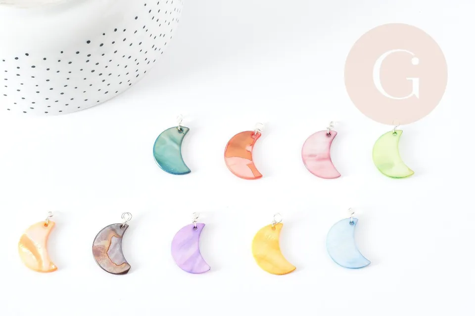 Gingerlily Pendentif lune G9155 nacre multicolore 28,5mm x1