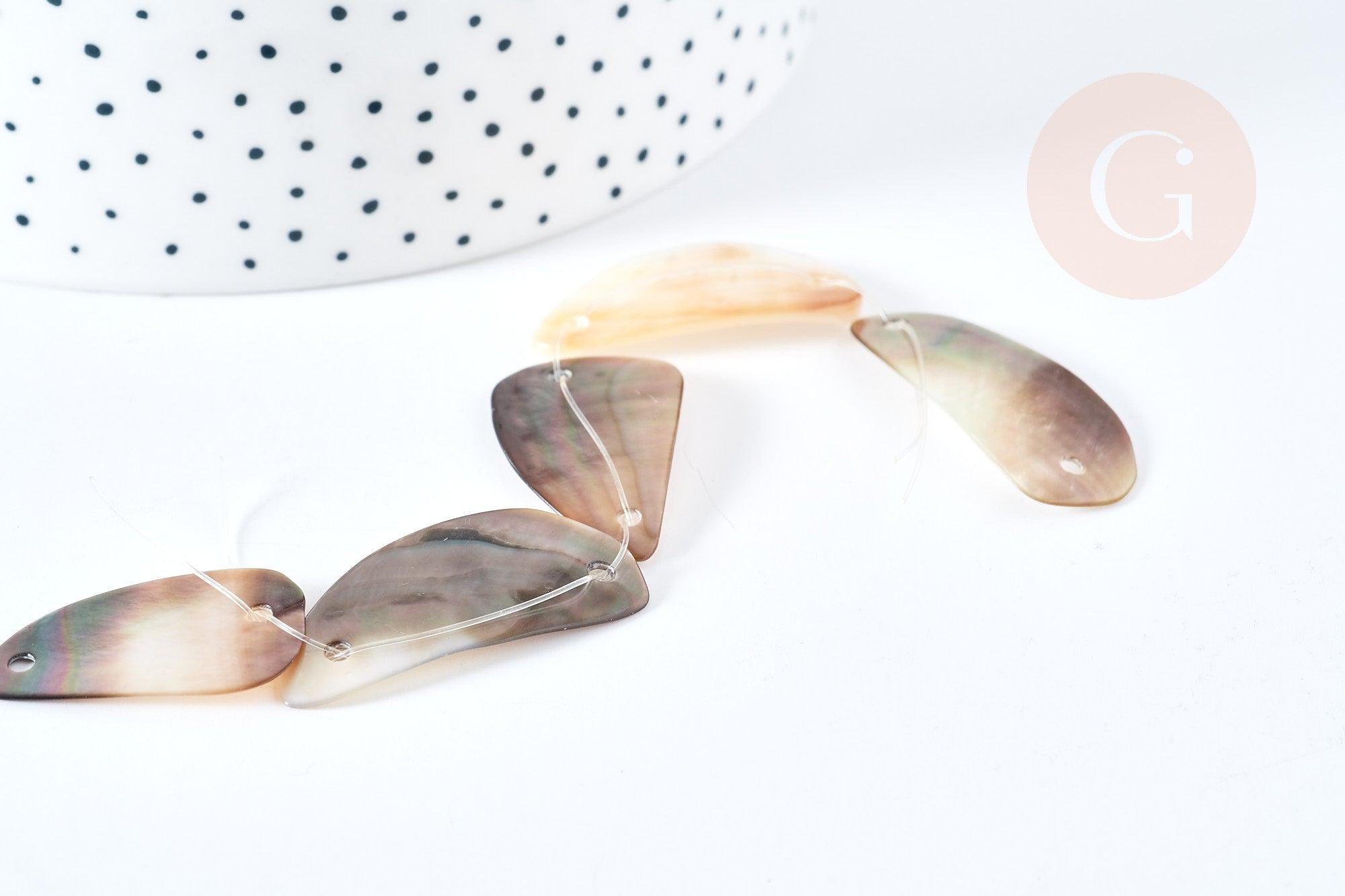 Gingerlily Perles perle ovale nacre marron 23-34mm x5 G3829