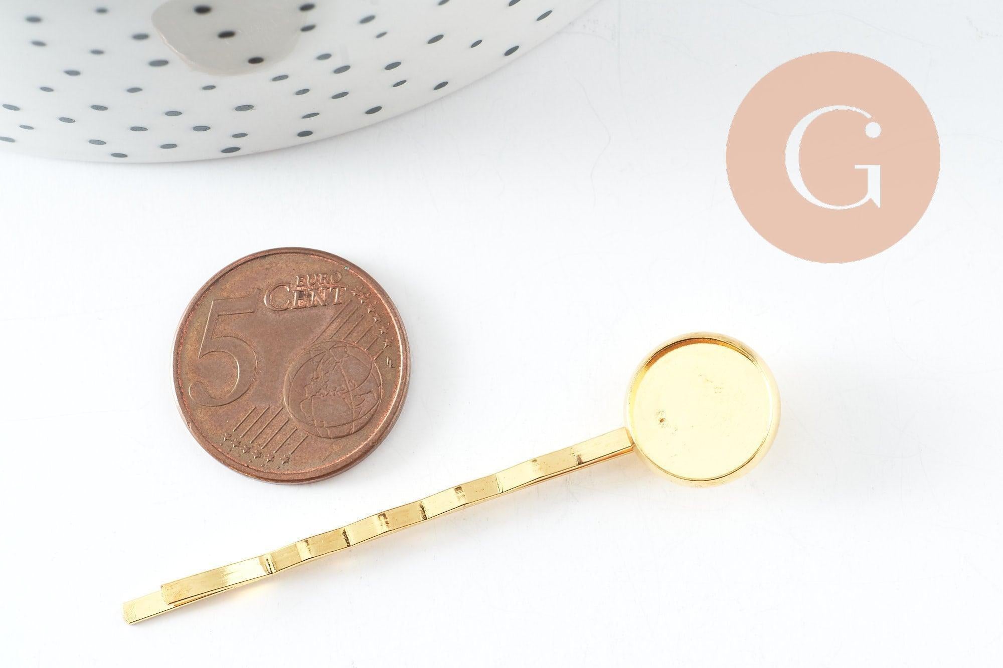 Gingerlily Supports barrette dorée cabochon 12mm 55mm x5