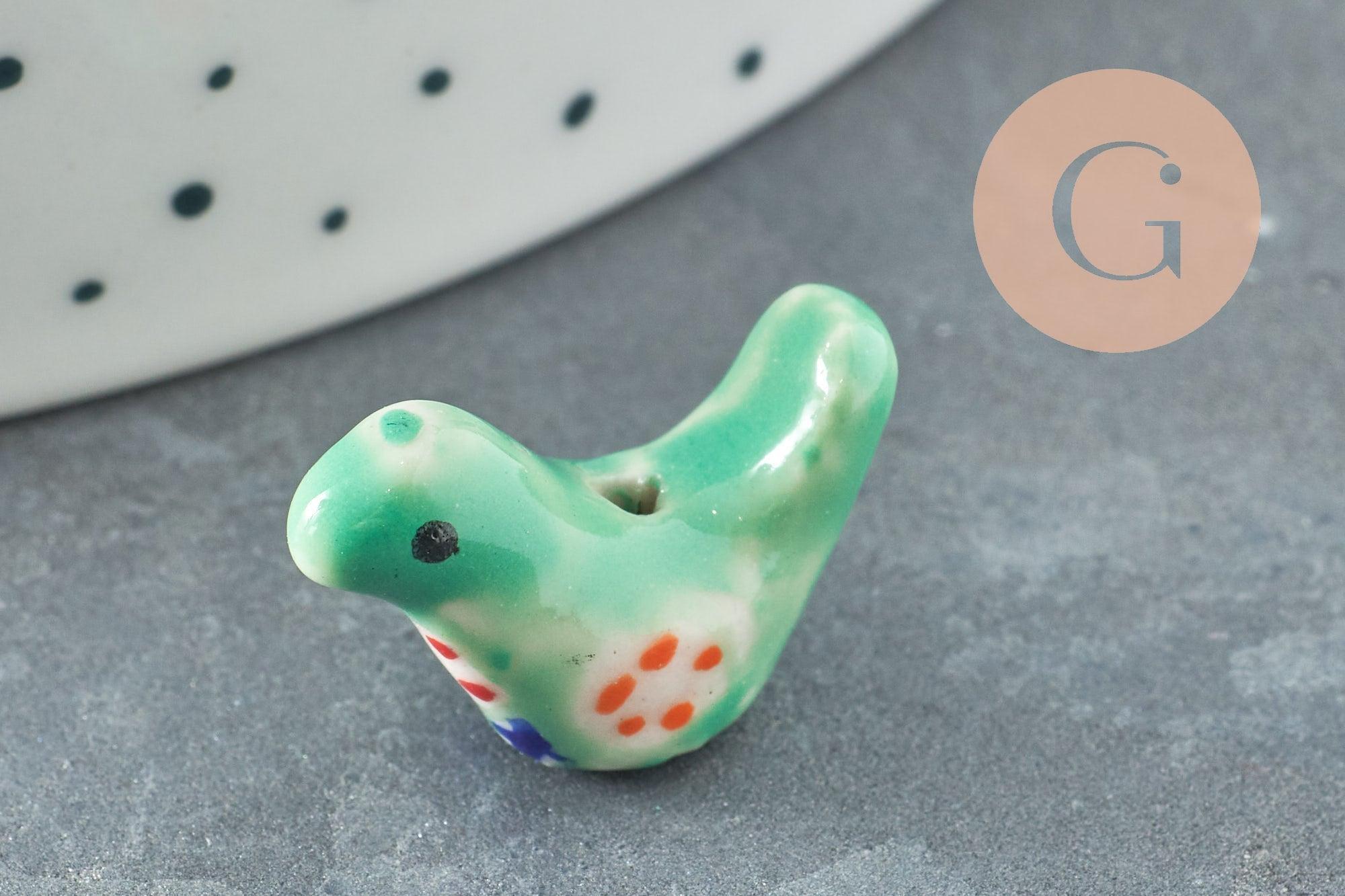 Gingerlily oiseau G9818 perle porcelaine 19mm x1