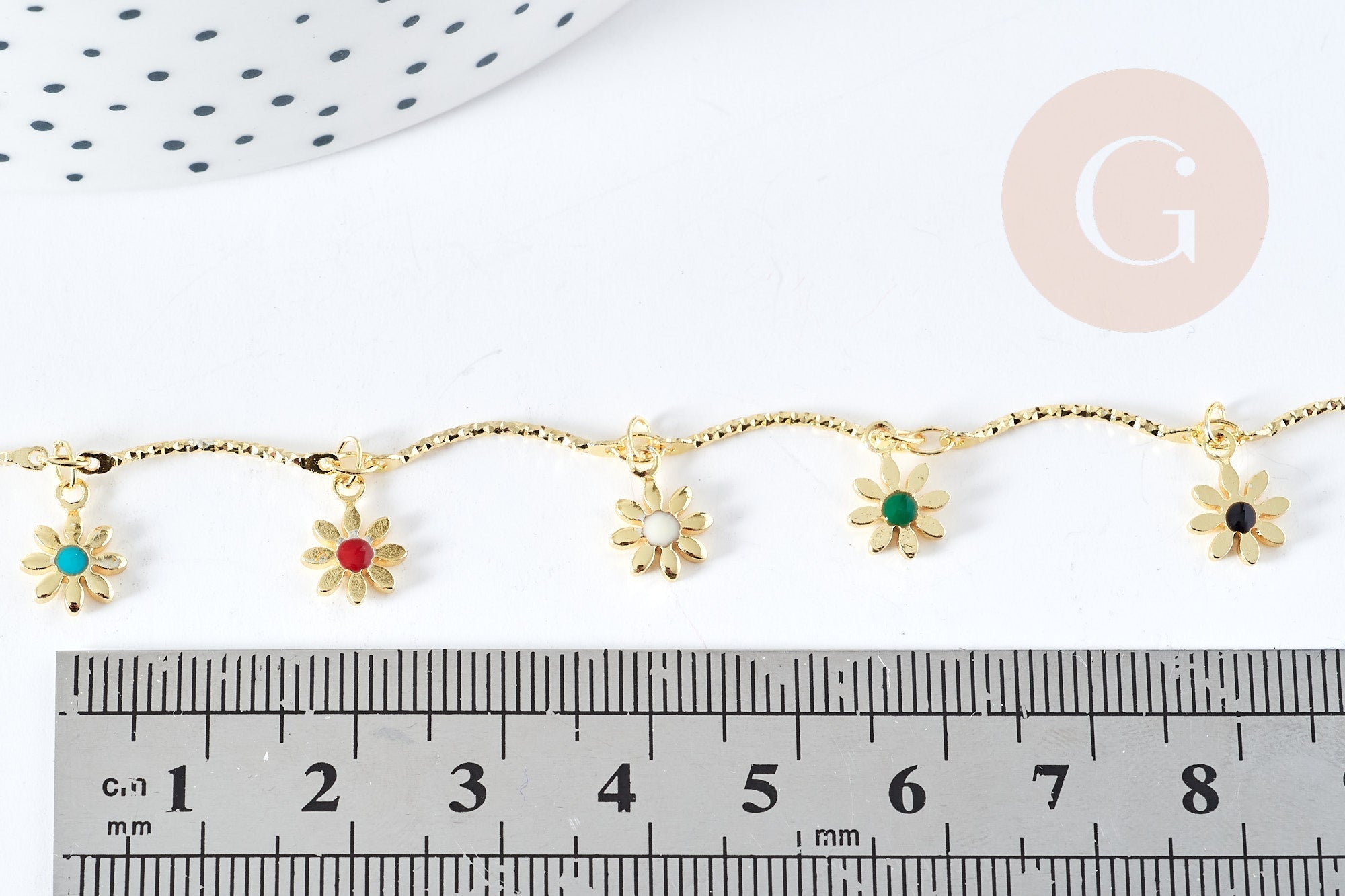 Gingerlily bracelet marguerites bracelet doré émaillé 24,5cm