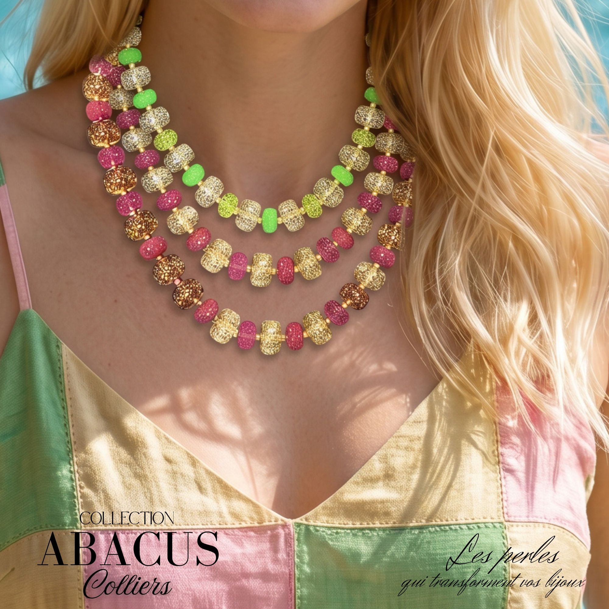 ARTSHOP Abacus collier mordoré rose monté 54 cm