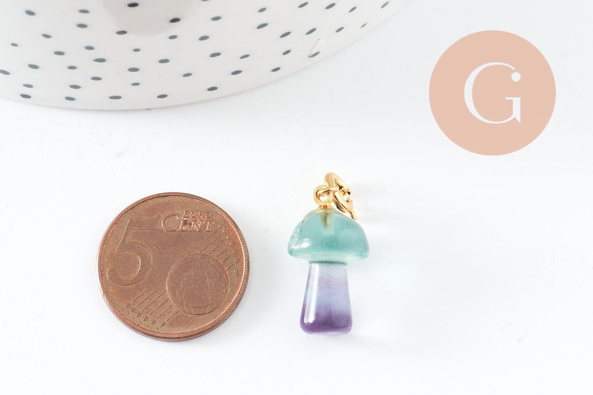 Gingerlily Perles G9812 charm champignon fluorite violette 28mm doré