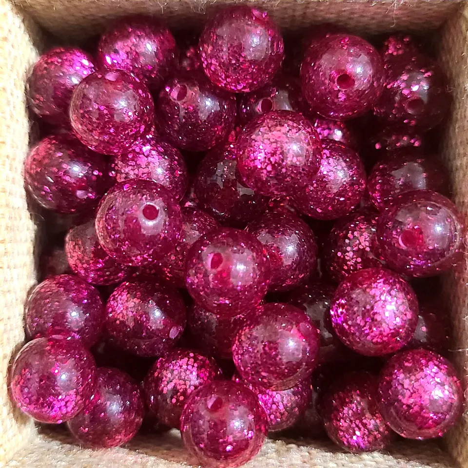 ARTSHOP Polaris perle ronde fuchsia glitter 10mm x1