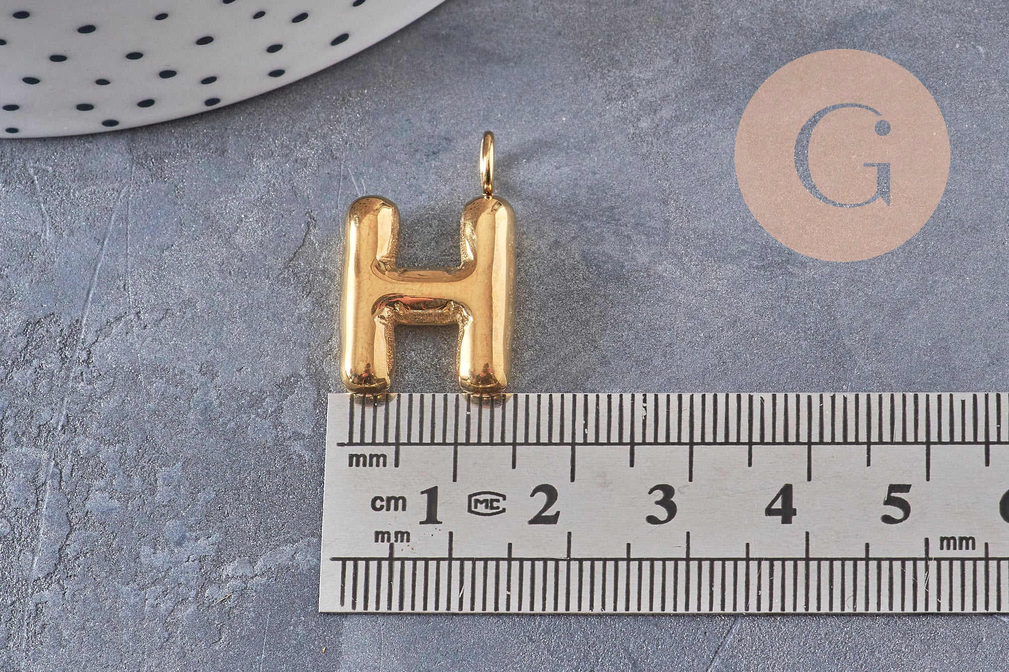 Gingerlily Pendentif lettre ballon G10977 pendentif acier doré 24mm