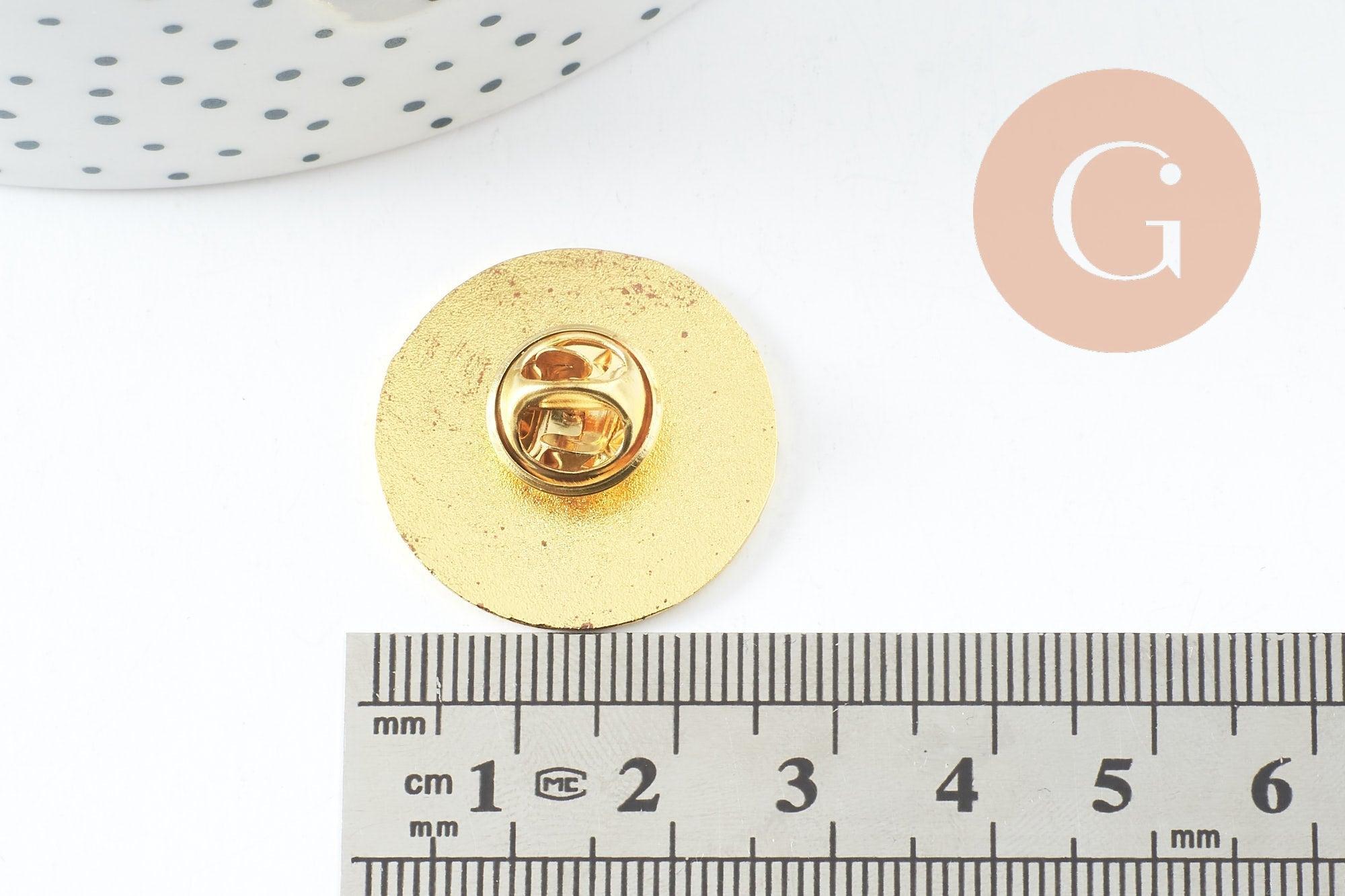 Gingerlily broche ronde vague blanc doré 26mm x1 G9748