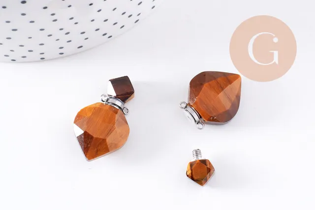 Gingerlily Pendentifs Bouteille Parfum Œil de Tigre Naturel 27mm x1