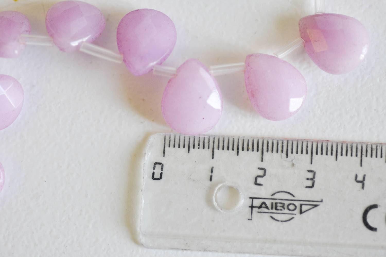 Gingerlily Perles DIY goutte jade rose facetté 15 mm x5