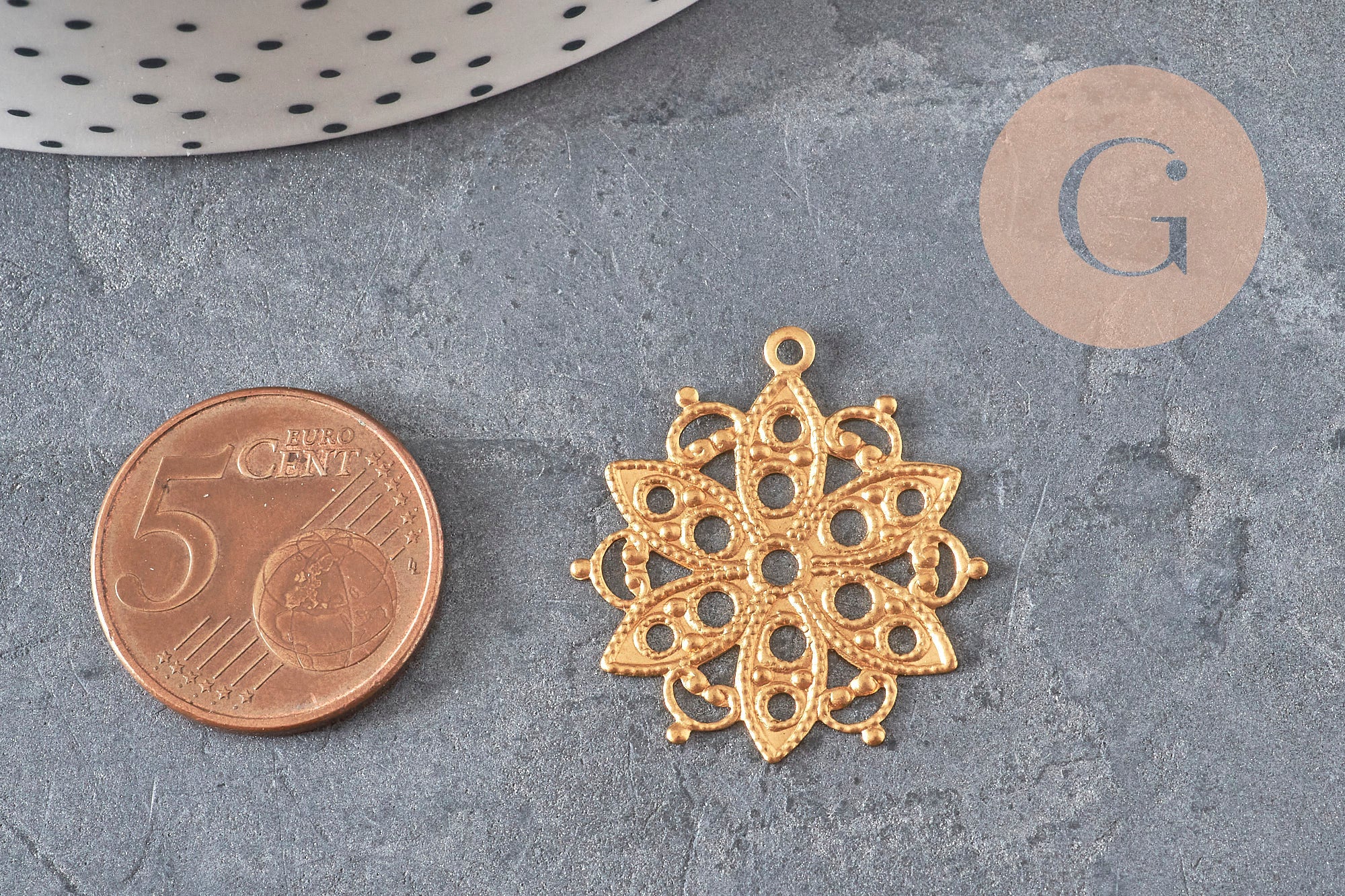 Gingerlily Pendentifs DIY G10166 estampe rosace laiton brut 26mm x2