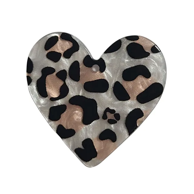 ARTSHOP Pendentifs cœur résine Léopard clair x1 32x34 mm