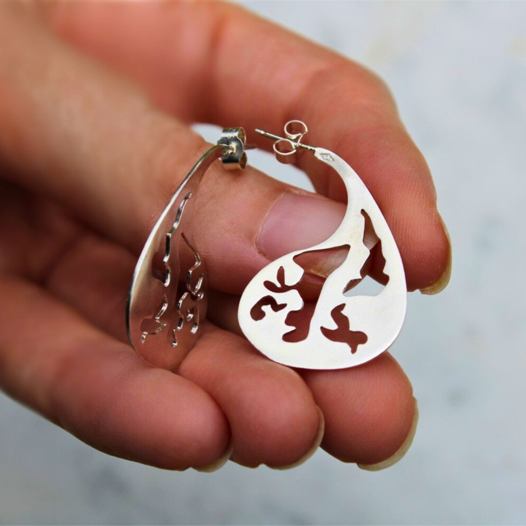 Kajika Lova boucles d'oreilles argent 925 tige 30 mm