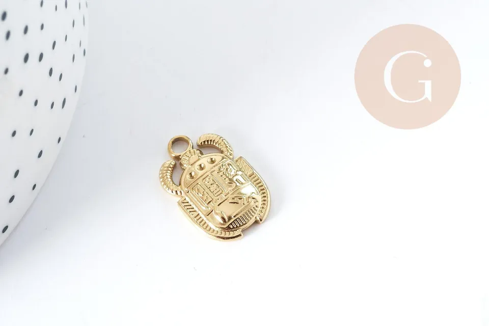Gingerlily Scarabée G8995 pendentif acier doré 20,5mm x1
