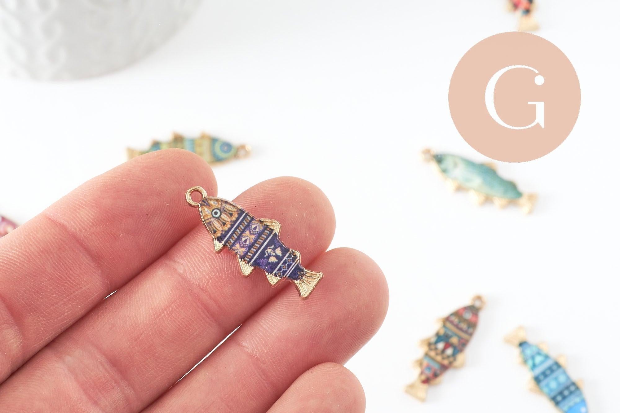 Gingerlily Perles G9936 pendentifs poisson doré multicolore x5