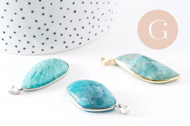 Gingerlily Feuille Amazonite Laiton 34-46mm x1 Pendentif