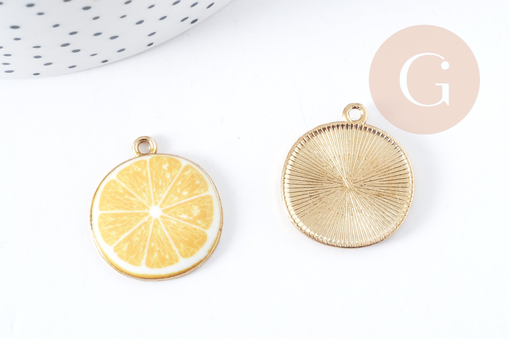Gingerlily Pendentif citron G8943 émail jaune 26mm x1