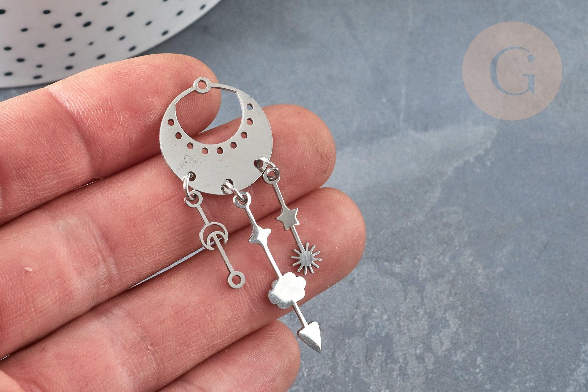 Gingerlily Pendentifs pluie G7389 pendentif acier argenté 55mm