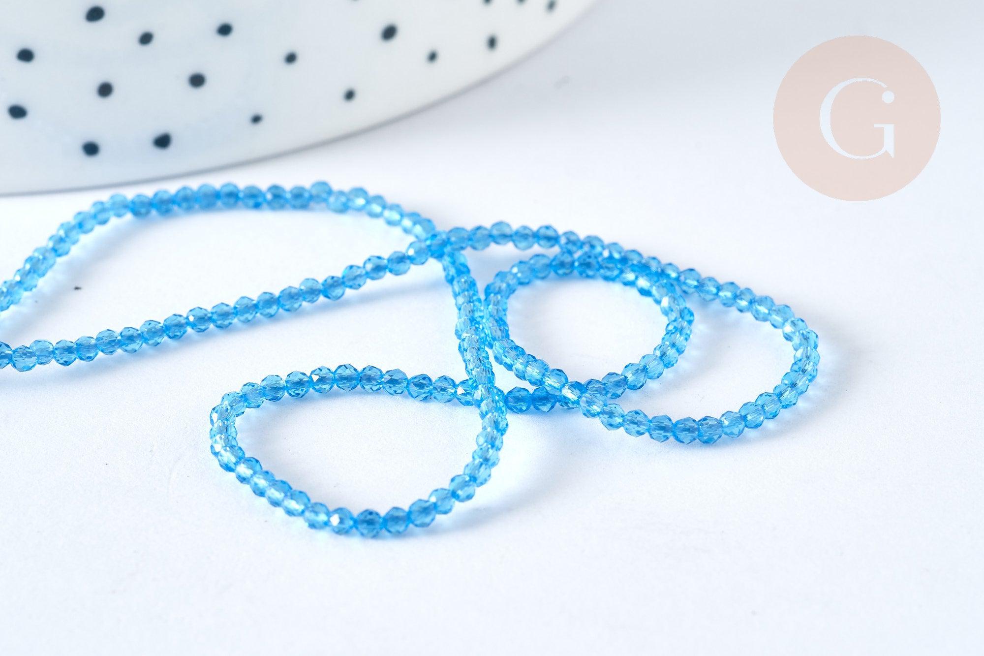 Gingerlily G7338 perle verre bleu ciel 2mm fil 37cm