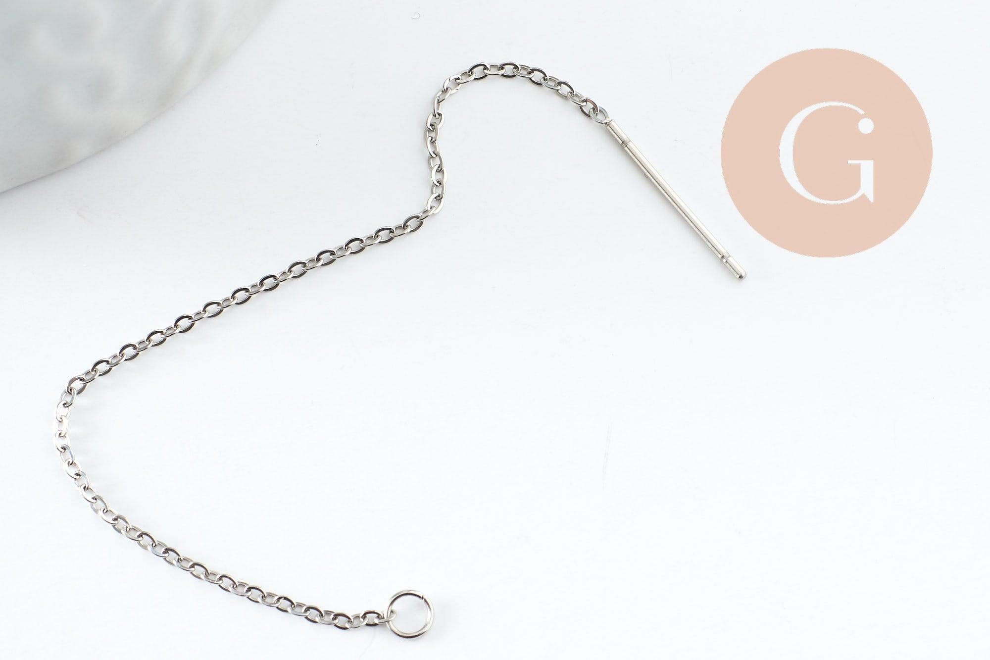 Gingerlily support boucles tige chaîne acier platine 98mm x2