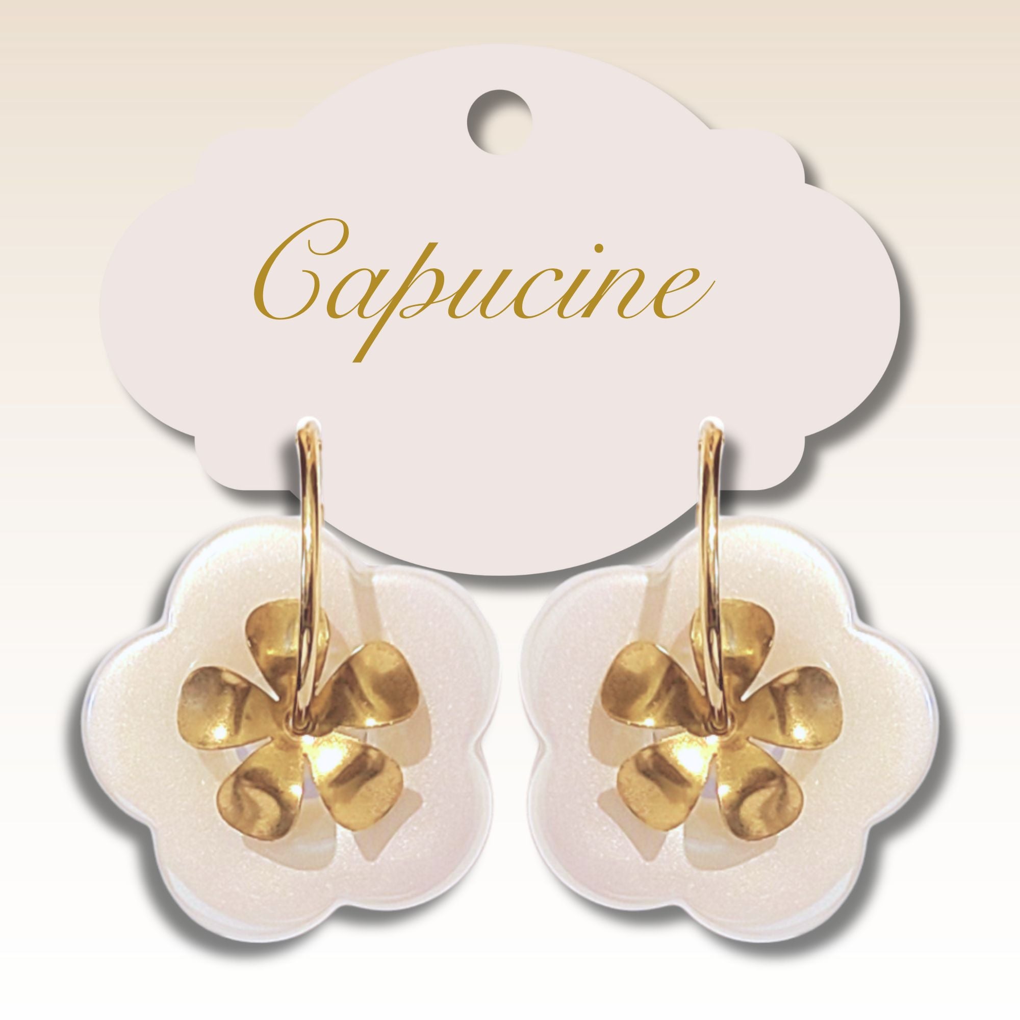 ARTSHOP Flower power 76 fleur capucine blanc nacré 27mm