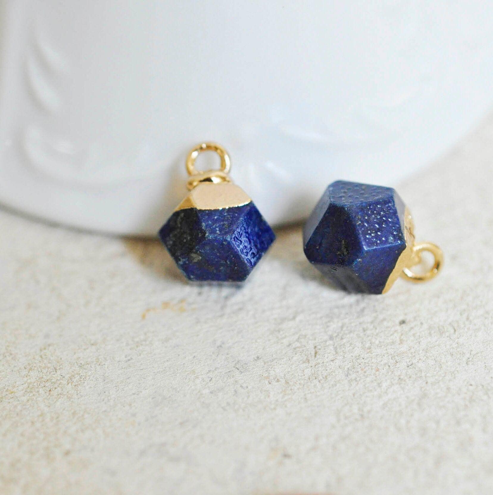Gingerlily Pendentif hexagone lapis lazuli 11mm pierre bleue x1