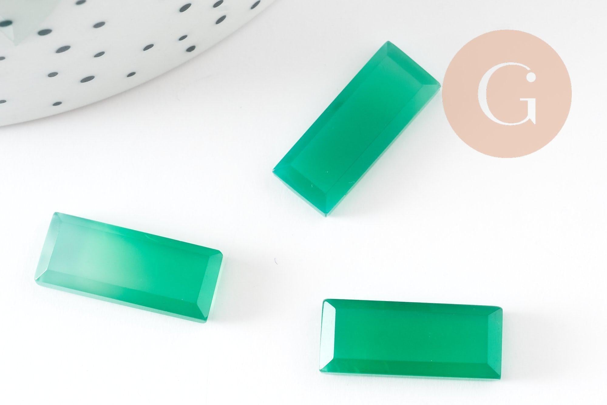 Gingerlily Cabochon rectangle onyx verte facetté 20x8 mm