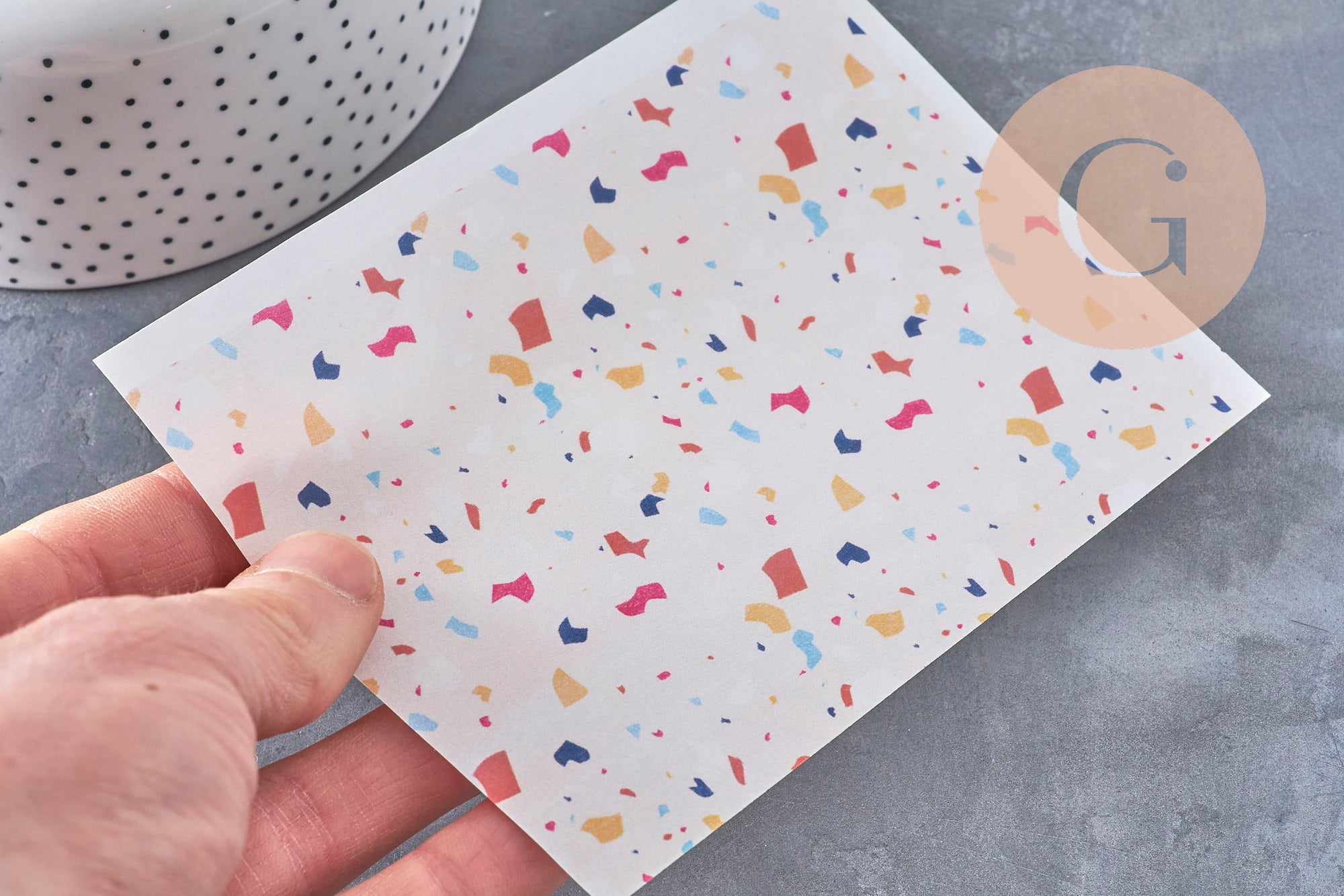 Gingerlily Feuille transfert G11031 terrazzo rose 14x10cm