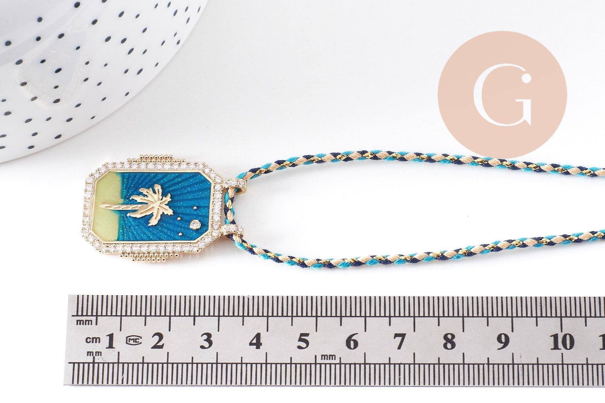 Gingerlily G10364-5 collier palmier turquoise cordon 45cm