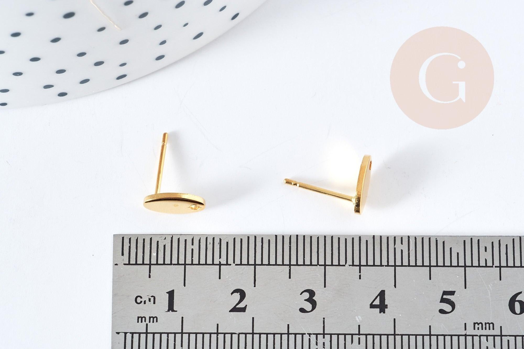 Gingerlily Accessoires puces ovales acier doré 9mm la paire
