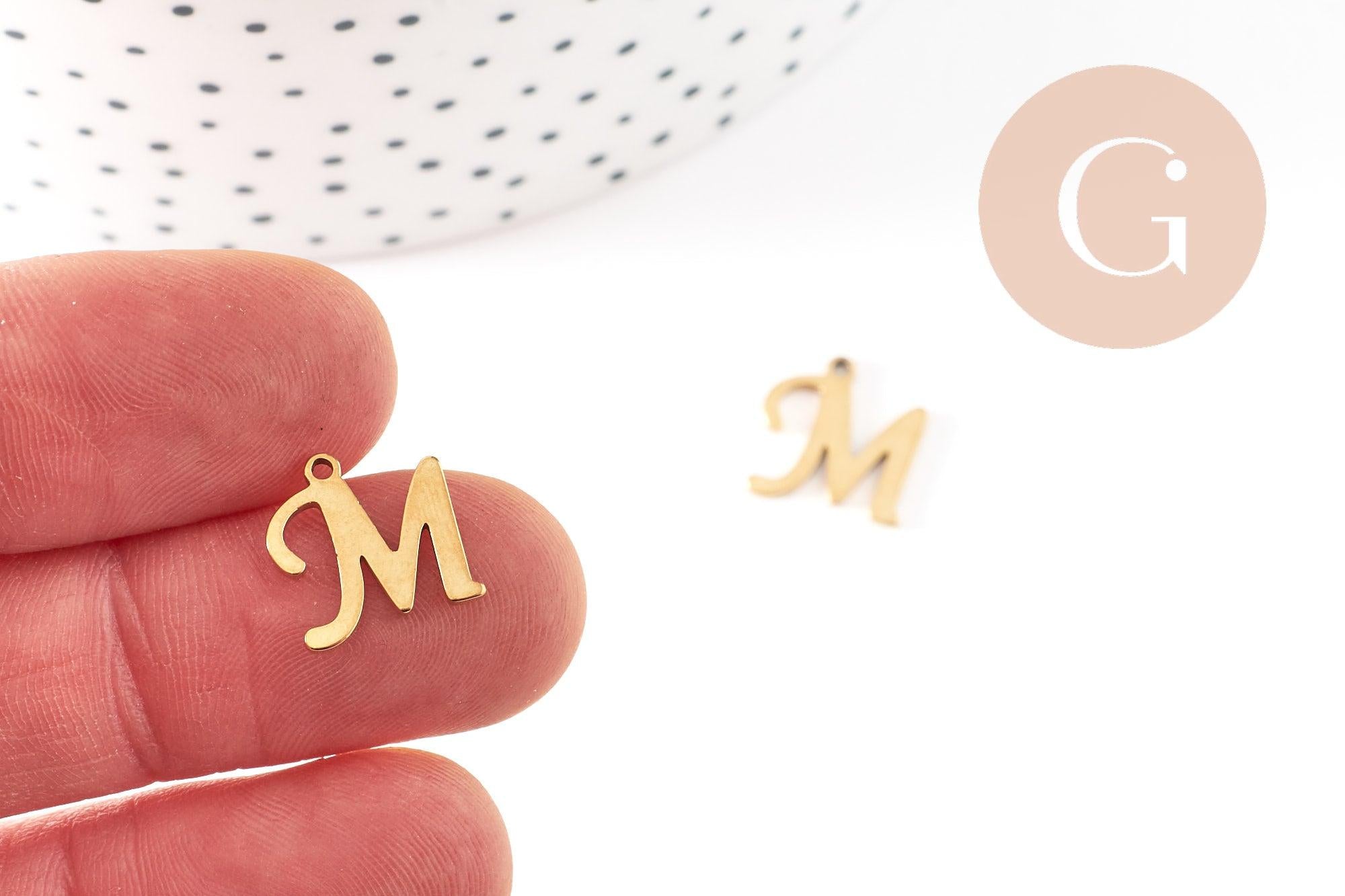 Gingerlily Pendentifs G9381 pendentif lettre M doré 12 mm
