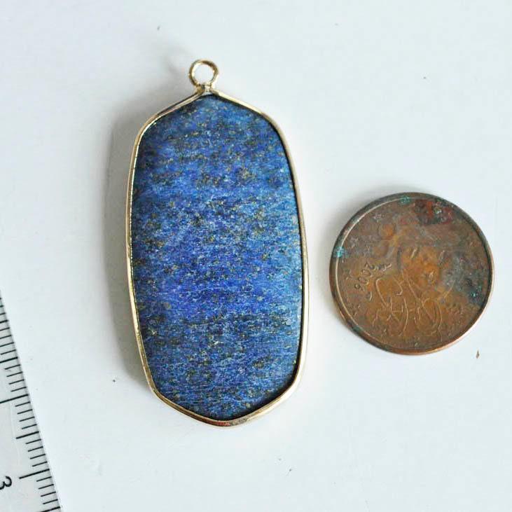 Gingerlily Pendentif ovale lapis-lazuli bleu 49mm pierre naturelle