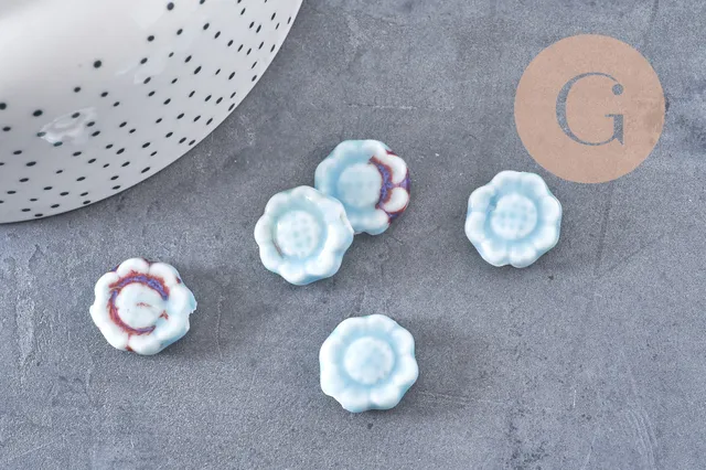 Gingerlily Fleur G10810 perle porcelaine bleu clair 17mm x5