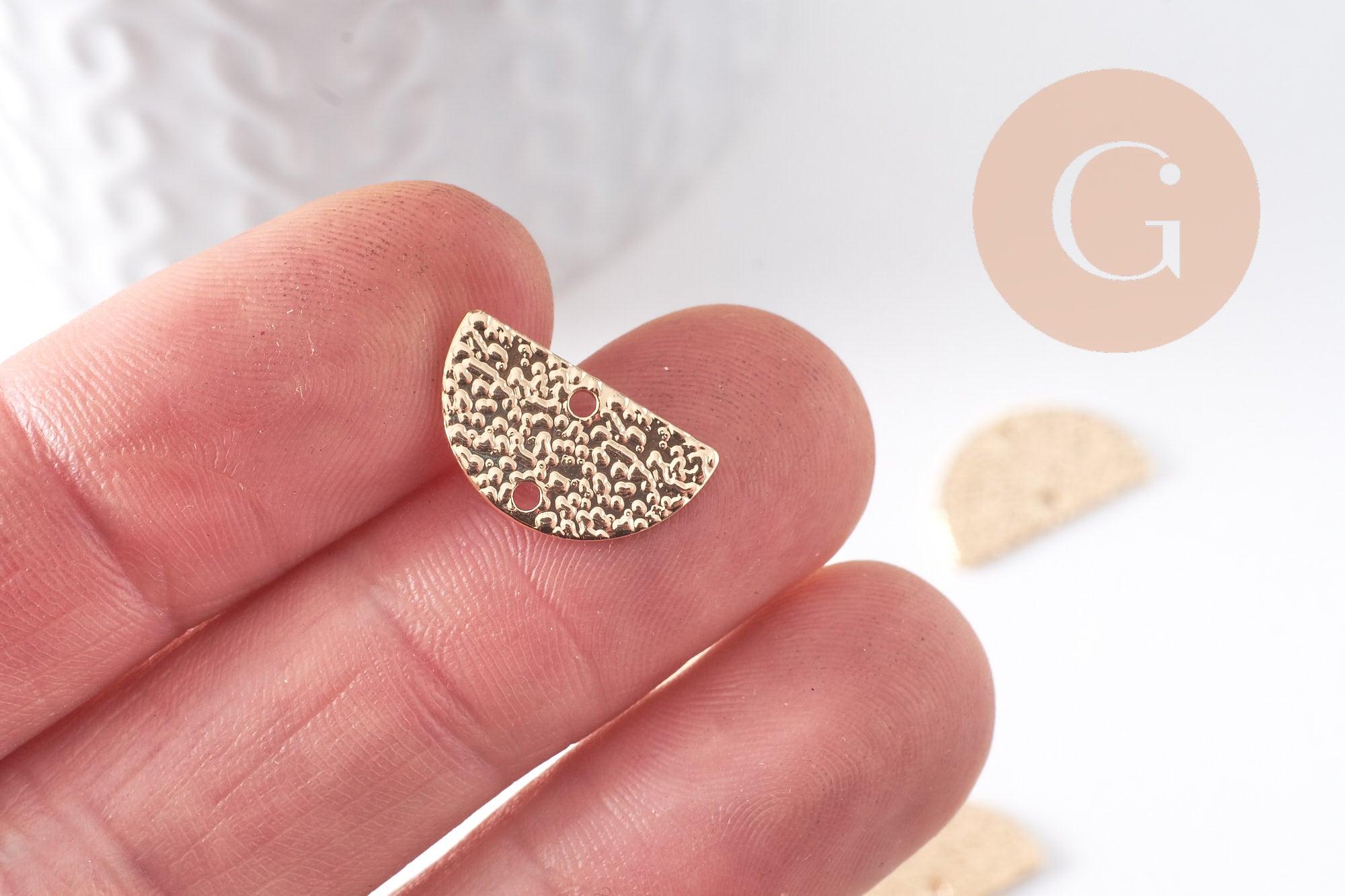 Gingerlily Connecteur demi-cercle laiton doré 18K 15.5mm x2