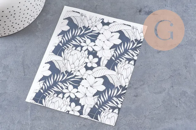Gingerlily G10785 feuille transfert polymère tropical noir