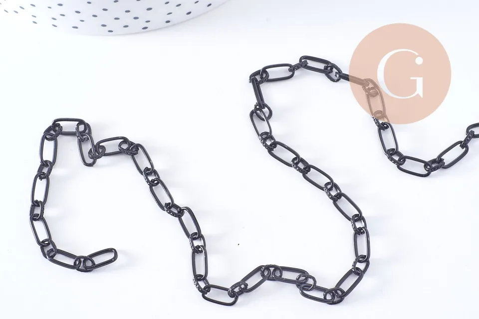 Gingerlily Chaînes DIY chaîne maille rectangle G1394 noire 94cm