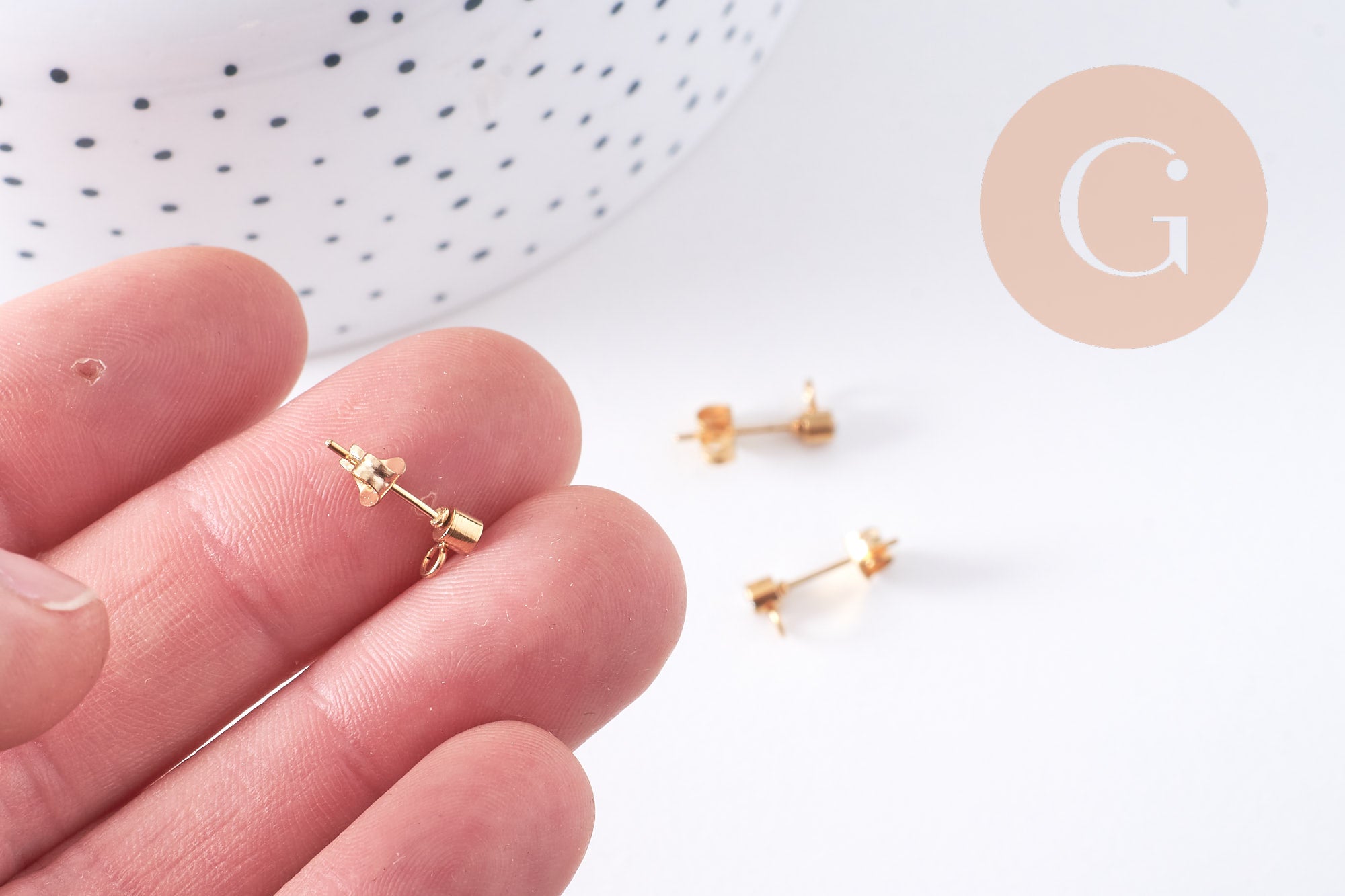 Gingerlily Apprêts clous puces G10610 acier doré zircon 6mm x2