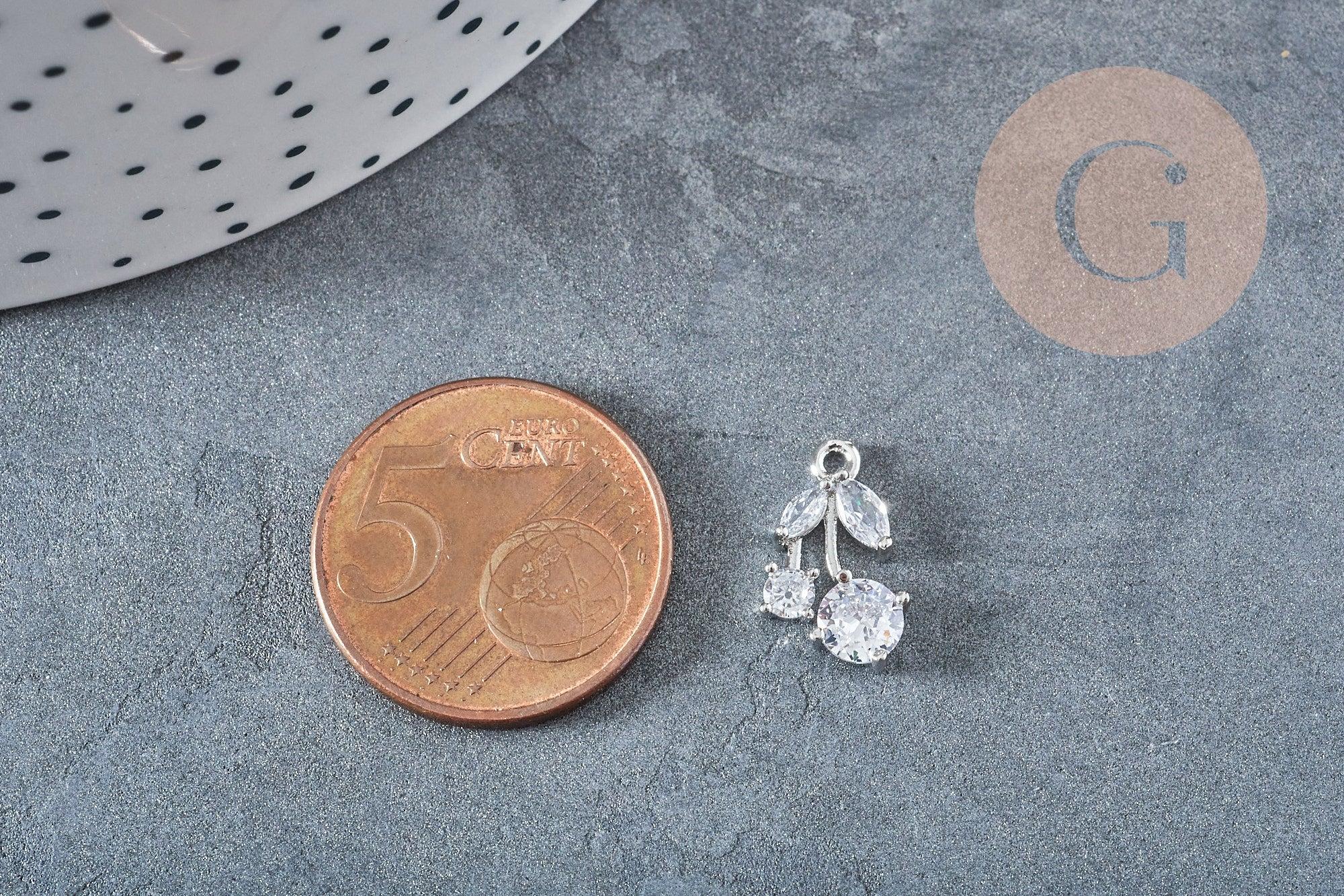 Gingerlily Pendentifs Cerise G8894 pendentif 14mm zircons blancs