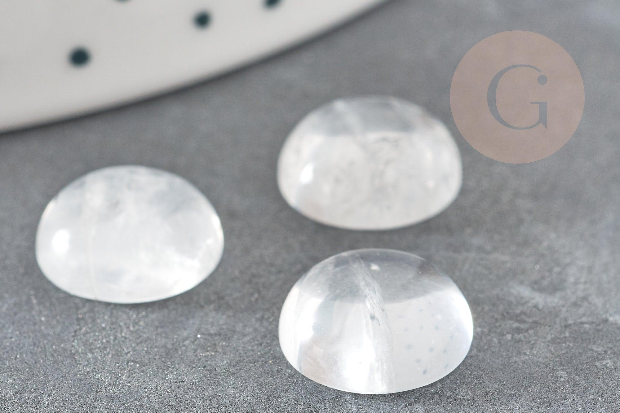Gingerlily Cabochon rond cristal de roche naturel 12mm x1