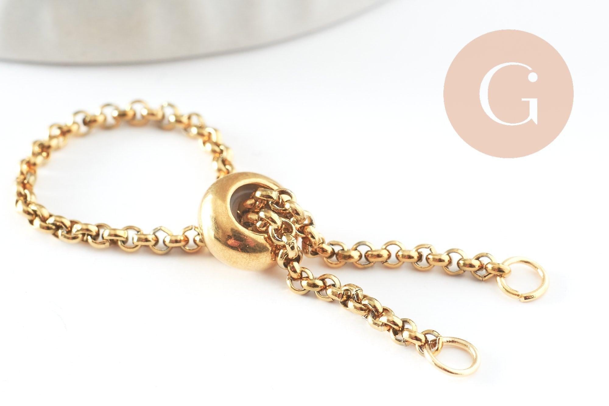 Gingerlily Bague chaîne acier doré réglable 28mm G9423