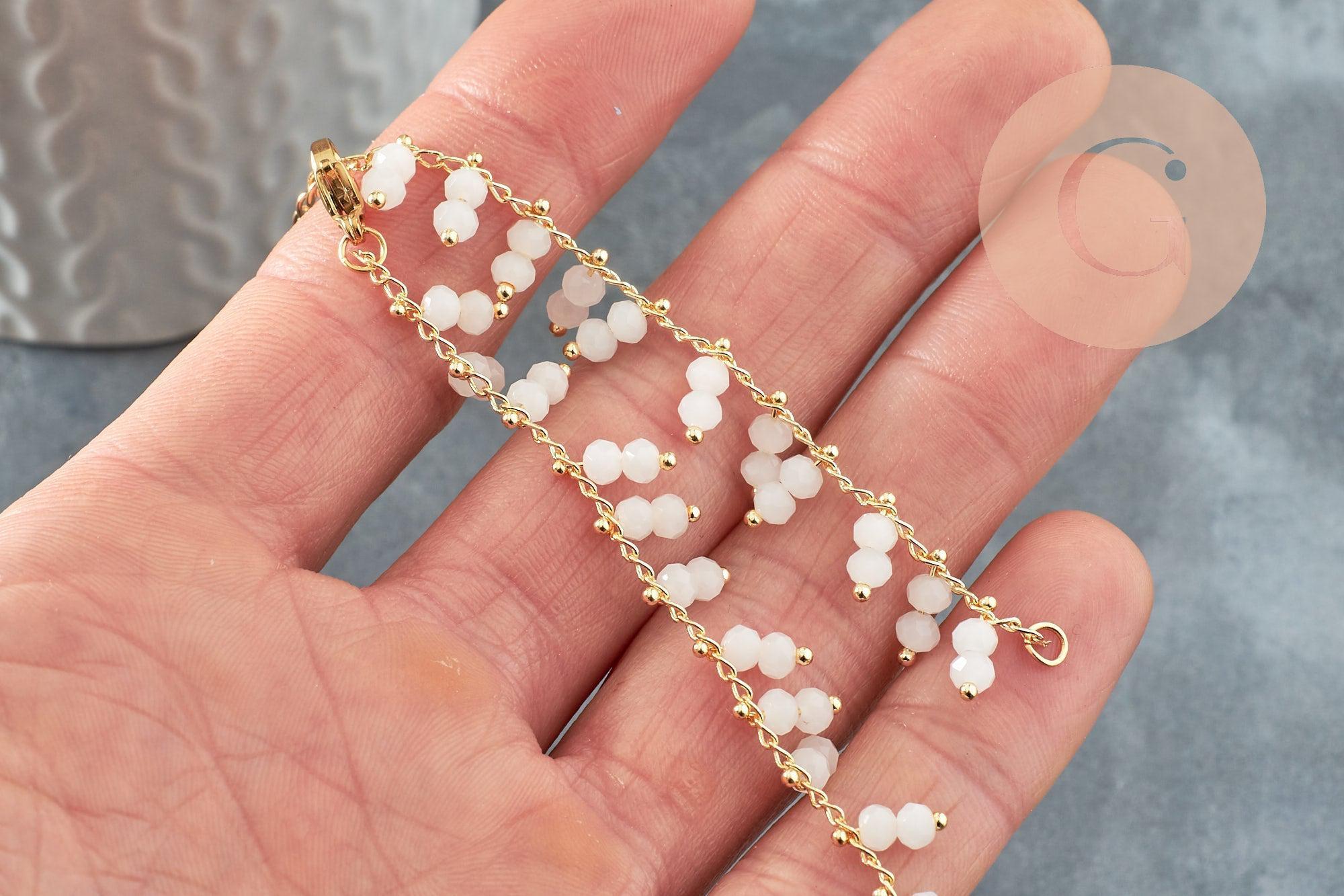 Gingerlily Apprêts Base G9635 bracelet doré perles blanches 16,2 cm