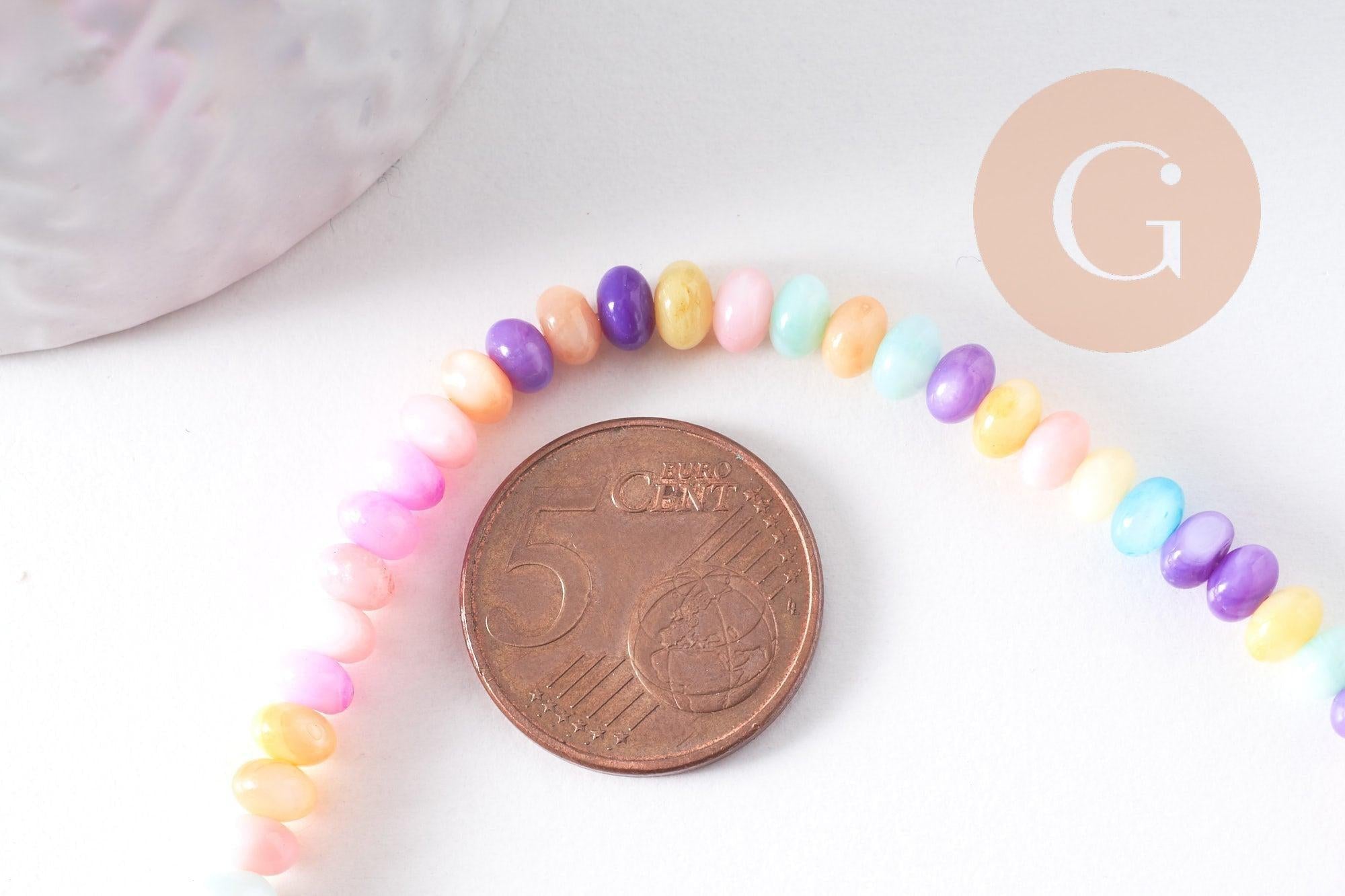 Gingerlily Perles DIY Rondelle nacre multicolore 5x3 mm fil 38 cm