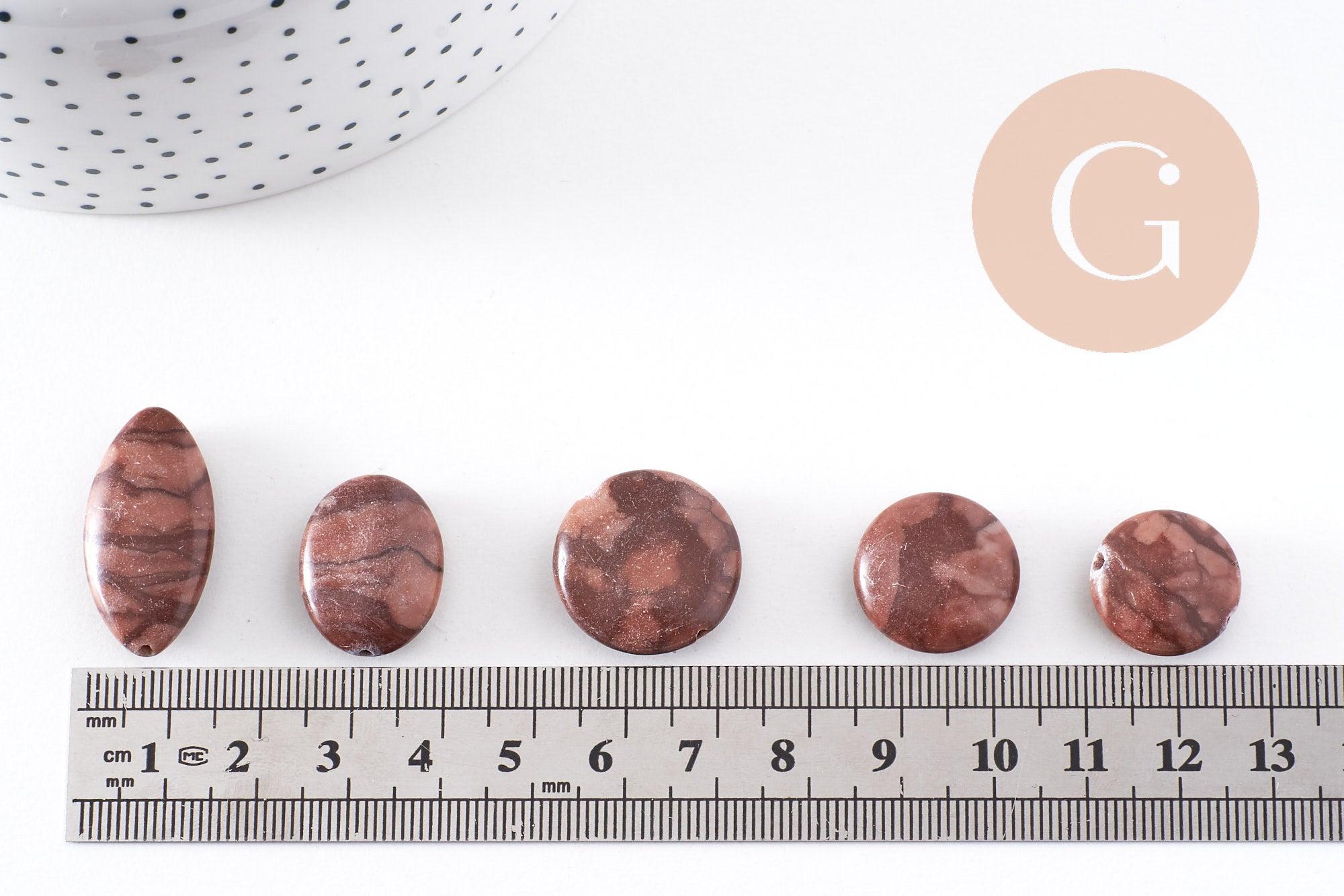 Gingerlily Perles jaspe sésame zébré marron fil 38cm