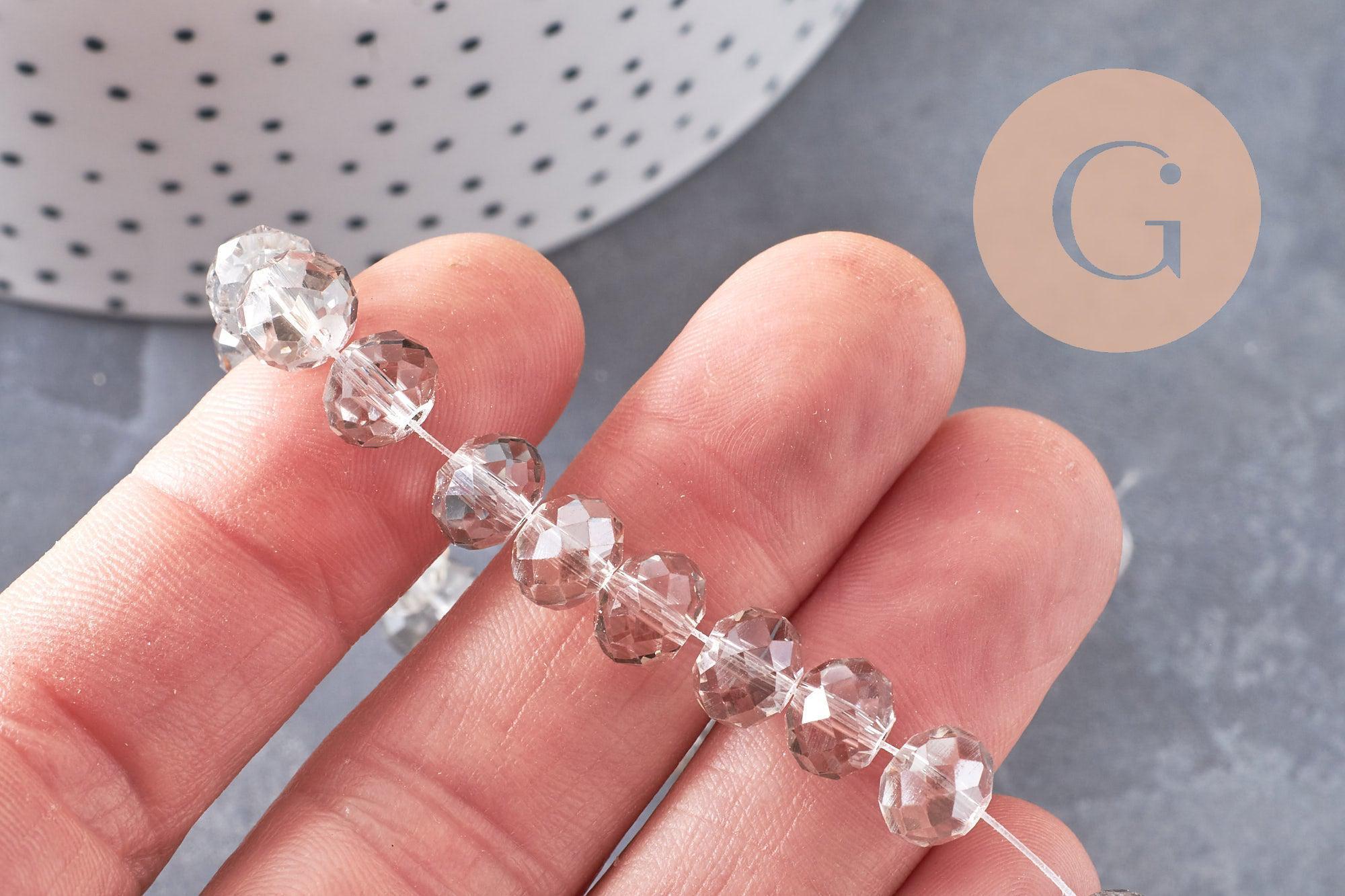 Gingerlily Cristal perles abacus gris facetté 8mm fil 39cm