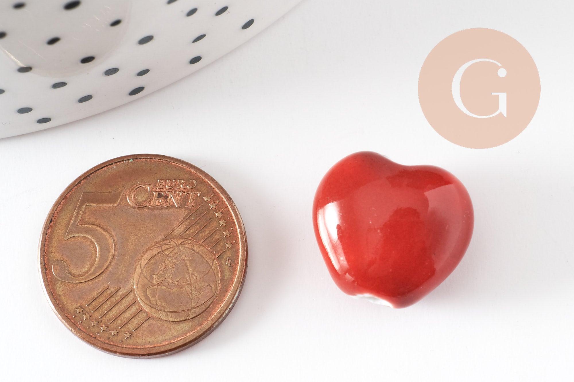 Gingerlily G9349 perles coeur porcelaine rouge x5 12mm