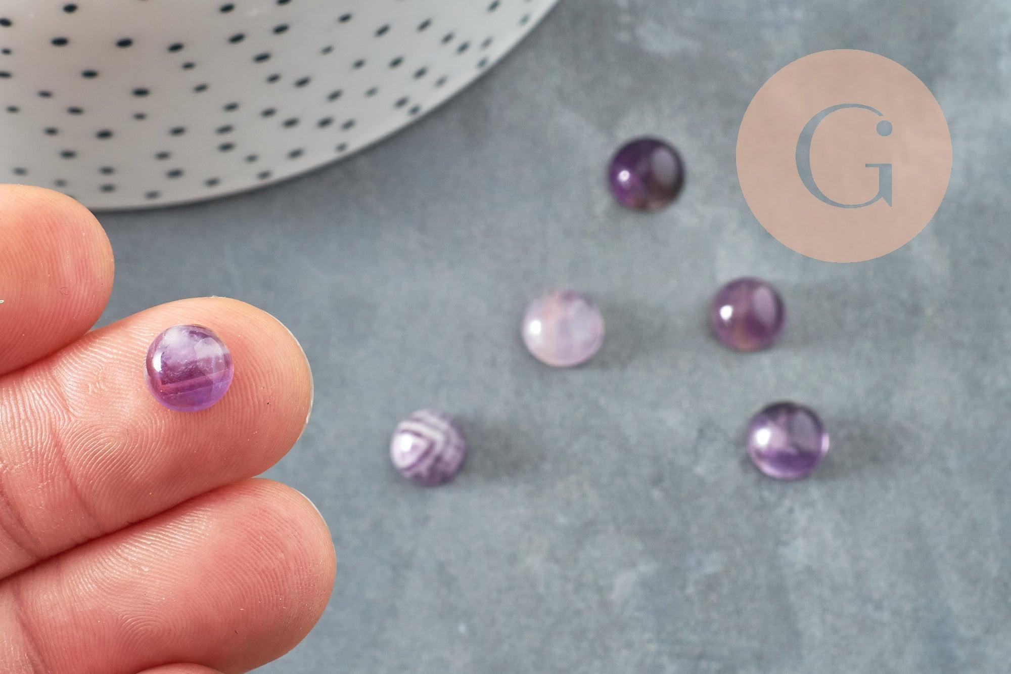 Gingerlily Cabochon rond G8784 améthyste naturelle 8mm x1
