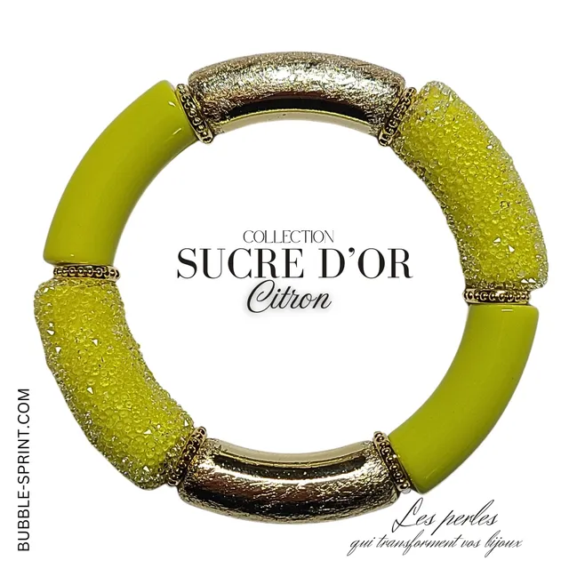 ARTSHOP Sucre d'Or Citron bracelet jaune kit à faire 5,5 cm