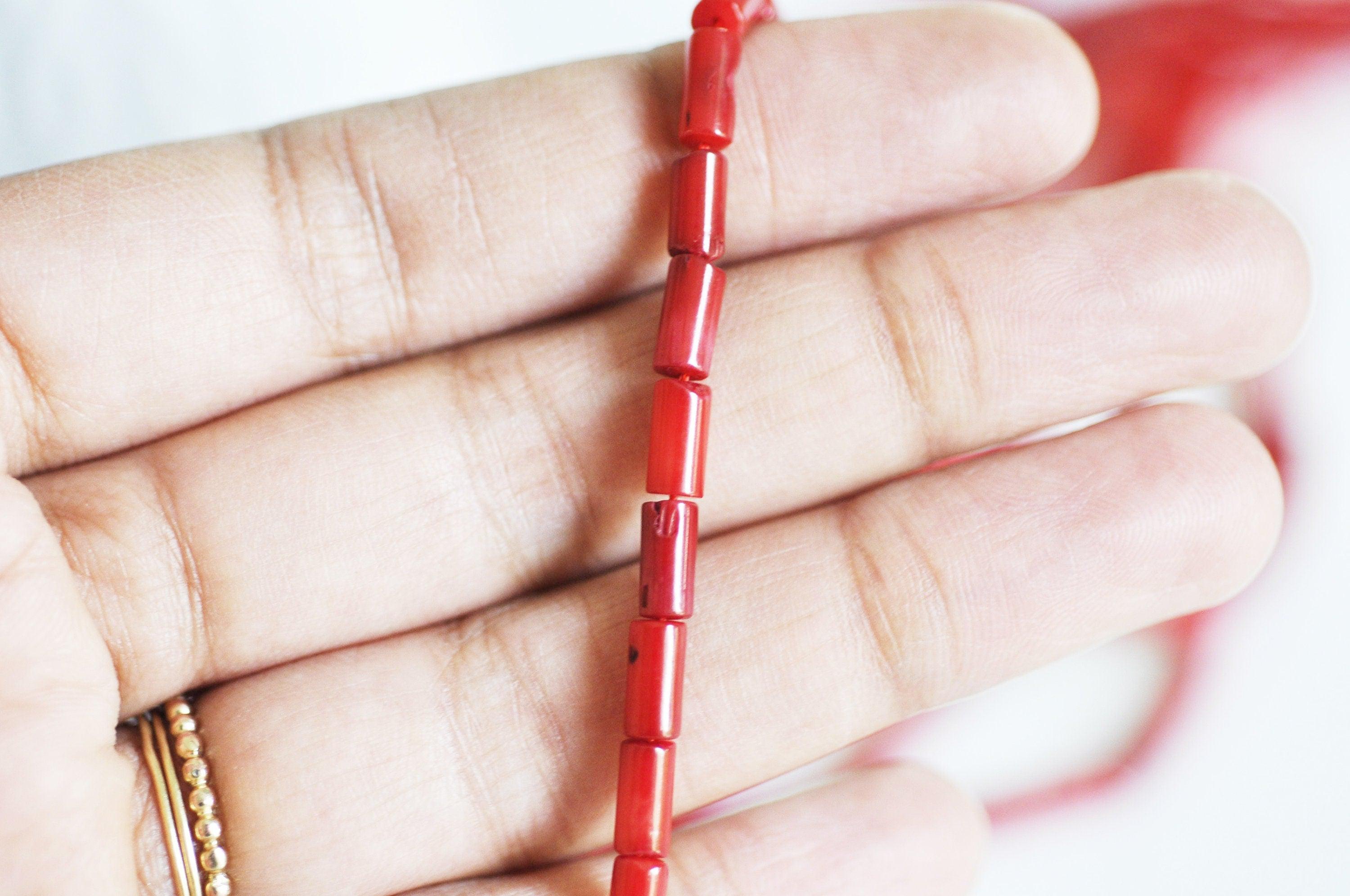 Gingerlily Bambou de mer perle tube orange 4mm 44cm